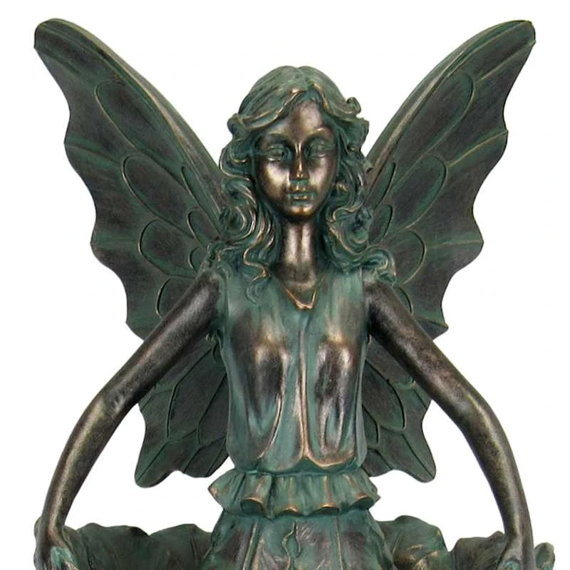 Outdoor Rustic Copper Fairy Birdfeeder Figurine, 20.5" - Image 2