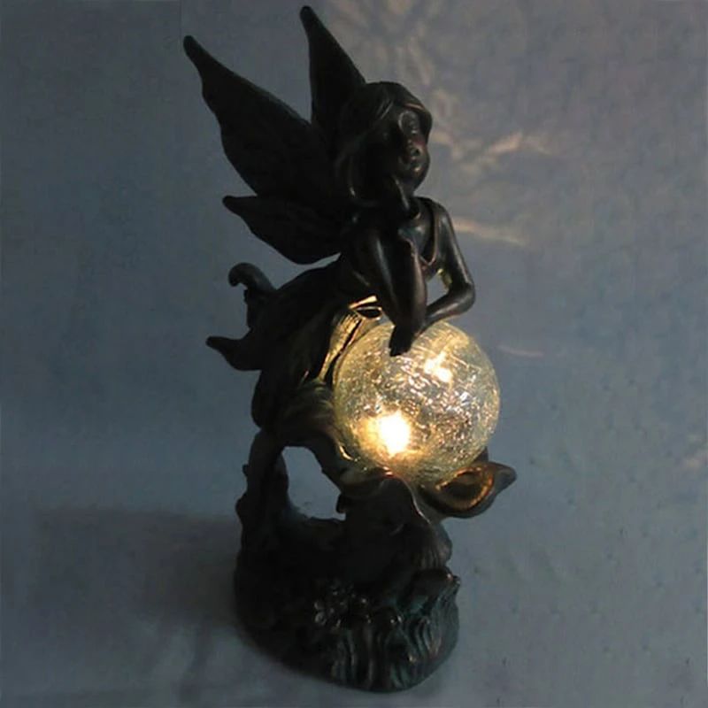 Outdoor Rustic Copper Fairy Solar Light Figurine, 12.5" - Image 2