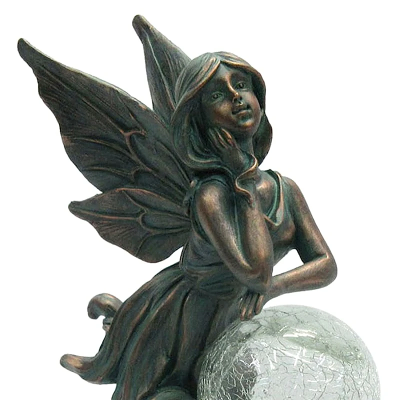 Outdoor Rustic Copper Fairy Solar Light Figurine, 12.5" - Image 3