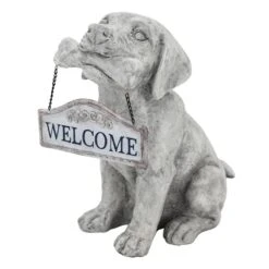 Outdoor Welcome Dog Figurine,13.5"