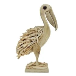 Outdoor Wooden Pelican Figurine, 22"