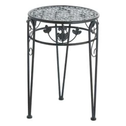 Patina Finish Metal Plant Stand, Large