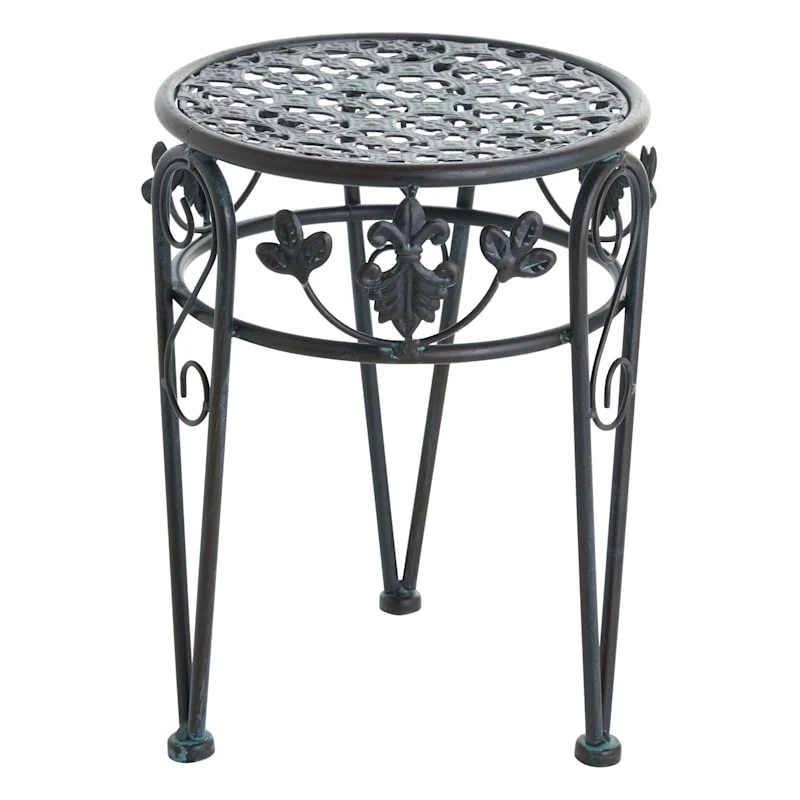 Patina Finish Metal Plant Stand, Small