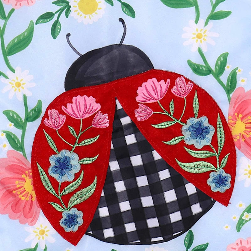 Patterned Ladybug Garden Flag - Image 2