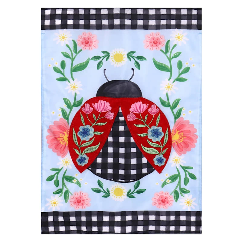 Patterned Ladybug Garden Flag