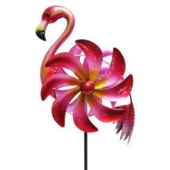 Pink Flamingo Wind Spinner Garden Stake, 47.5"