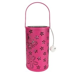 Pink LED Butterfly Cutout Lantern With Timer, 7.7"
