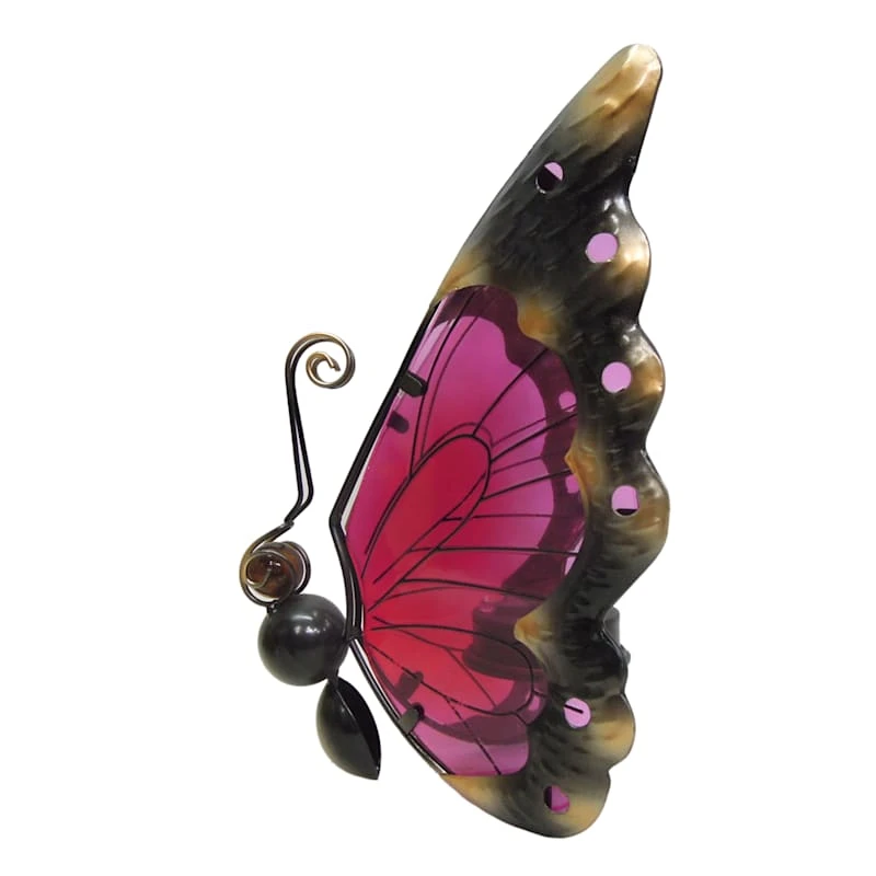 Pre-Lit Butterfly Garden Statue With Timer, Pink