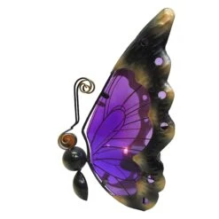 Pre-Lit Butterfly Garden Statue With Timer, Purple