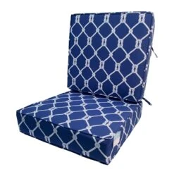 Providence 2-Piece Navy Blue Rope Gusseted Outdoor Deep Seat Cushion Set