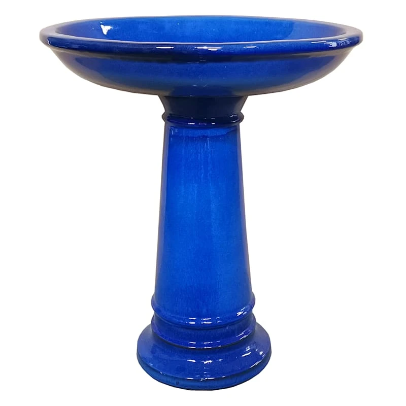 Providence Beauly Blue Ceramic Birdbath 22.8"