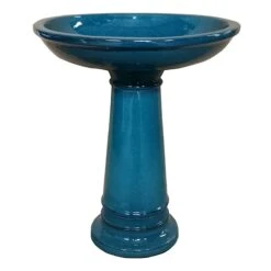 Providence Beauly Green Ceramic Birdbath, 22.8"