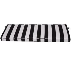 Providence Black Awning Striped Gusseted Outdoor Bench Cushion