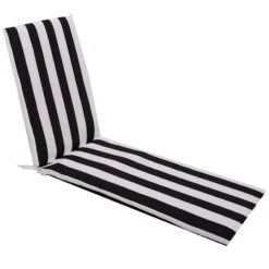 Providence Black Awning Striped Outdoor Chaise Lounge Cushion