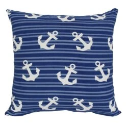 Providence Blue Anchor Outdoor Throw Pillow, 16"
