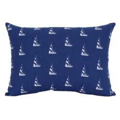 Providence Blue Sailboat Outdoor Lumbar Throw Pillow, 14x20