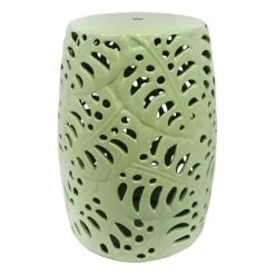 Providence Mint Green Palm Leaf Ceramic Garden Stand, 17.7"