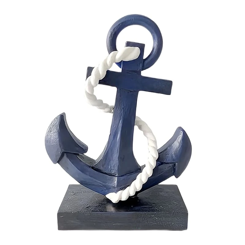 Providence Navy Blue Anchor Garden Statue, 13.5"