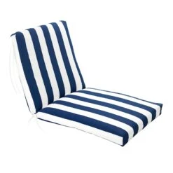 Providence Navy Blue Awning Striped Outdoor Hinged Seat Cushion