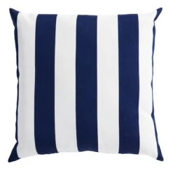 Providence Navy Blue Awning Striped Oversized Outdoor Throw Pillow