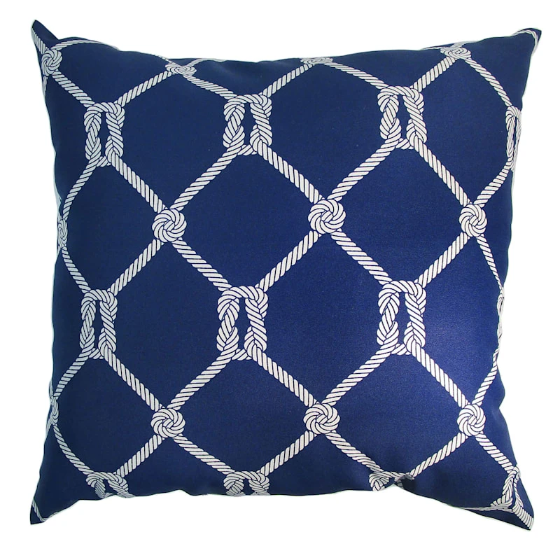 Providence Navy Rope Oversized Outdoor Throw Pillow, 20"