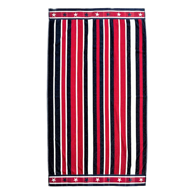 Providence Patriotic Multi-Stripe Beach Towel, 34x62