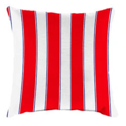 Providence Red & Navy Blue Awning Striped Outdoor Throw Pillow, 20"
