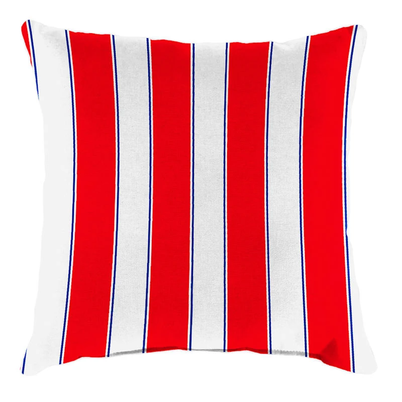 Providence Red & Navy Blue Awning Striped Outdoor Throw Pillow, 20"