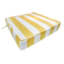 Providence Yellow Awning Striped Gusseted Outdoor Deep Seat Cushion