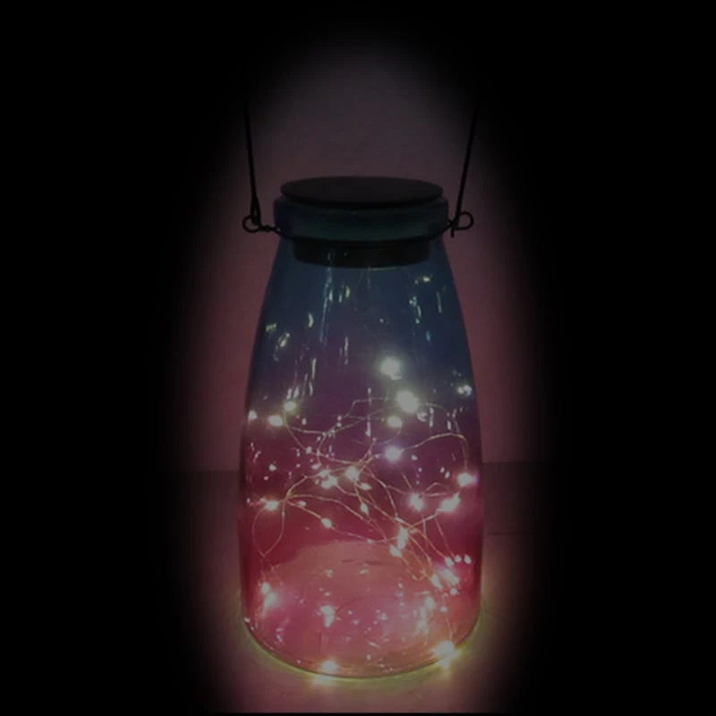 Purple Ombre Decorative LED Glass Lantern, 10" - Image 2