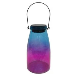 Purple Ombre Decorative LED Glass Lantern, 10"