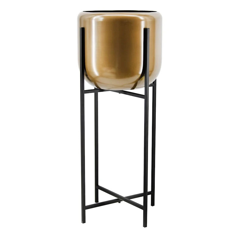 Round Bronze Metal Plant Stand, 25.8"