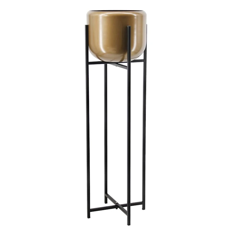 Round Bronze Metal Plant Stand, 29.7"