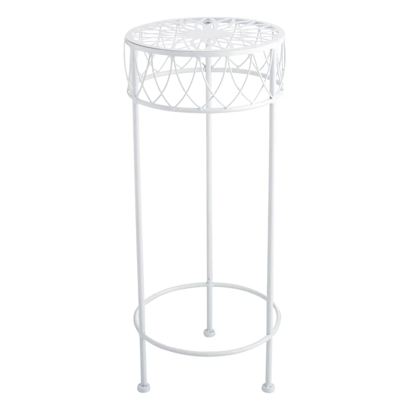 Round White Metal Plant Stand, Medium