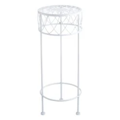 Round White Metal Plant Stand, Small
