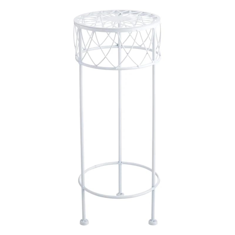 Round White Metal Plant Stand, Small
