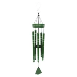 Silver Etched Green Metal Wind Chime, 31"