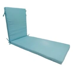 Solid Light Blue Outdoor Basic Chaise Lounge Cushion