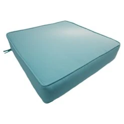 Solid Light Blue Outdoor Gusseted Deep Seat Cushion