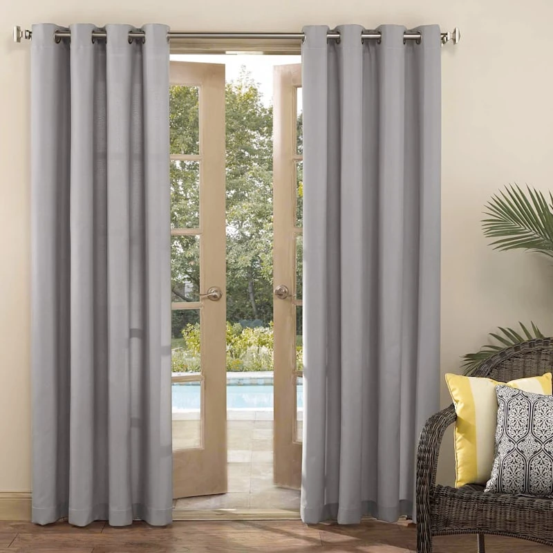 Sun Zero Darian Grey Outdoor Light Filtering Curtain Panel, 84" - Image 4