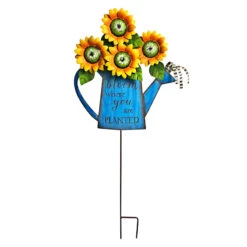 Sunflower Watering Can Stake