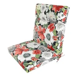 Tamani Black Floral Outdoor Hinged Chair Cushion