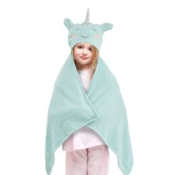 Tiny Dreamers Blue Unicorn Hooded Towel