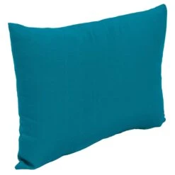 Turquoise Canvas Oblong Outdoor Throw Pillow, 12x16