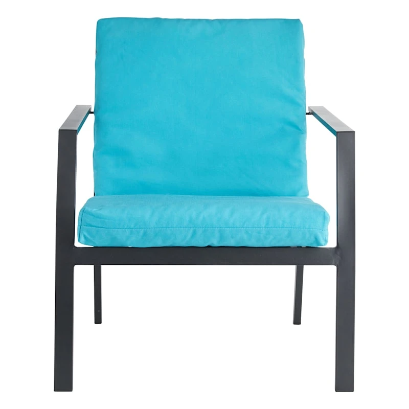 Turquoise Canvas Outdoor Hinged Seat Cushion - Image 2