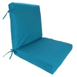 Turquoise Canvas Outdoor Hinged Seat Cushion
