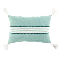 Ty Pennington Blue Striped Lumbar Outdoor Throw Pillow, 20x13