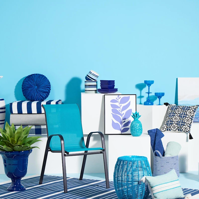 Ty Pennington Blue Striped Lumbar Outdoor Throw Pillow, 20x13 - Image 3