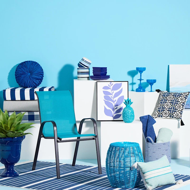 Ty Pennington Blue Striped Lumbar Outdoor Throw Pillow, 20x13 - Image 4