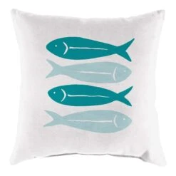 Ty Pennington Blue & White Fish Outdoor Throw Pillow, 16"